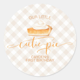 Pegatina Redonda Tarta de calabaza Cutie Pie cuadros de otoño Prime
