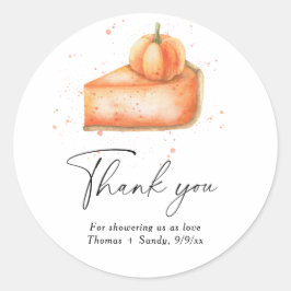 Pegatina Redonda Tarta de calabaza - Gracias Baby Shower