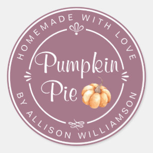 Pegatina Redonda Tarta De Calabaza Mauve Suave Casera