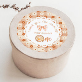 Pegatina Redonda Tarta de cumpleaños 1er año Pequeña linda Gracias