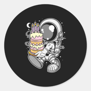 Pegatina Redonda Tarta de cumpleaños de astronauta