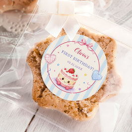 Pegatina Redonda Tarta de cumpleaños personalizada Cumpleaños de ni