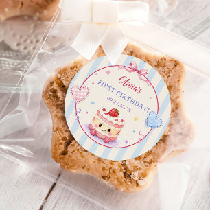 Pegatina Redonda Tarta de cumpleaños personalizada Cumpleaños de ni