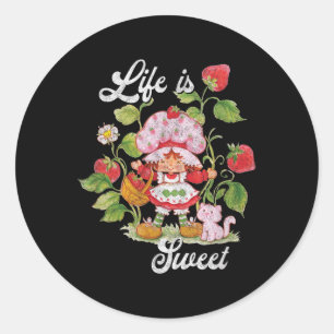 Pegatina Redonda Tarta De Fresa La Vida Es Dulce Jardín De Bayas Vi