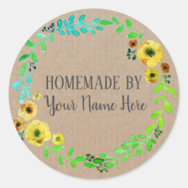 Pegatina Redonda Tarta De Galletas Caseras Arte Vintage Floral