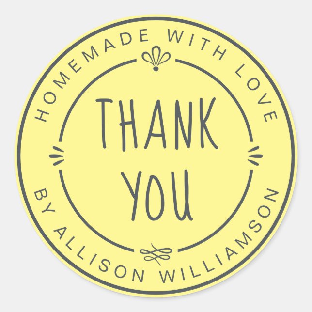 Pegatina Redonda Tarta De Manzana Casera Rústica Amarillo Pastel (Anverso)