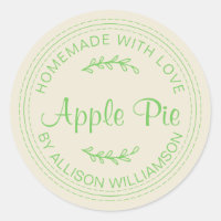 Tarta de Manzana Casera Rústica Letra Verde Suave