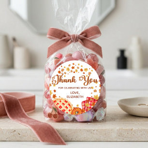 Pegatina Redonda Tarta Monísima Calabaza Niño Niña Cumpleaños Graci