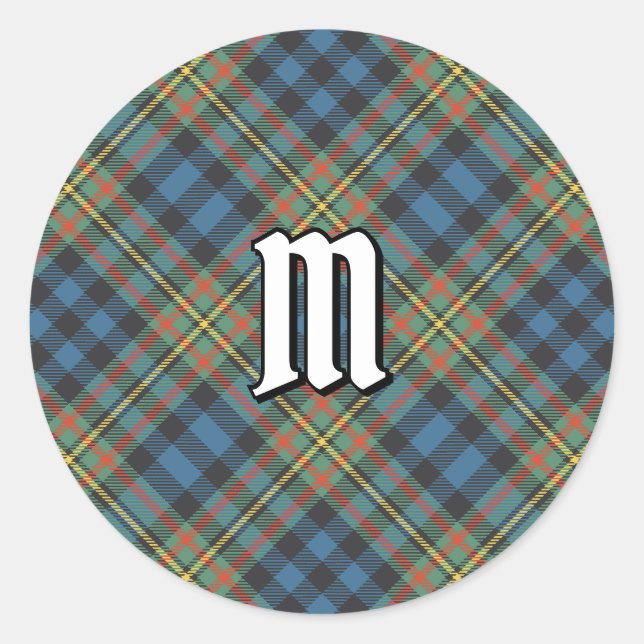 Pegatina Redonda Tartan Antiguo del Clan MacLellan (Anverso)