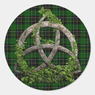 Pegatina Redonda Tartán Celta Trinity Knot Y Clan MacAlpine Tartán