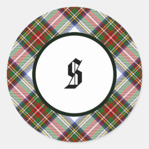 Pegatina Redonda Tartan de Vestimenta Real Stewart Clan Plaid