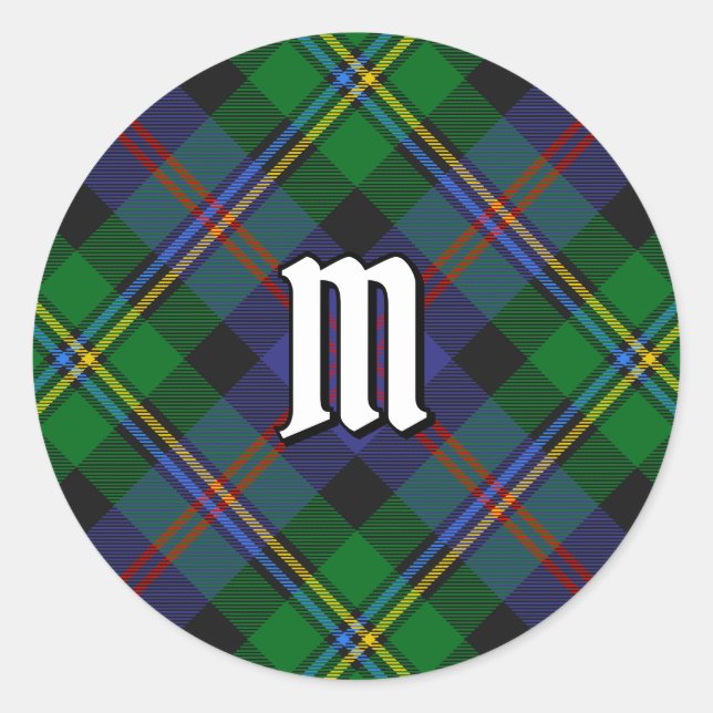 Pegatina Redonda Tartan del Clan Malcolm (Anverso)