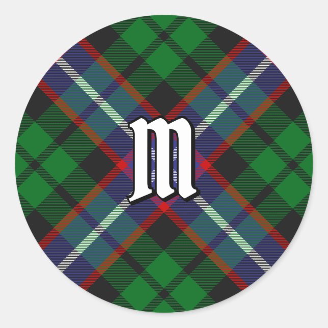 Pegatina Redonda Tartan del Clan Russell (Anverso)