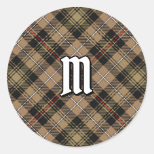 Pegatina Redonda Tartan marrón de caza del clan MacKenzie