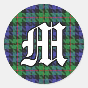 Pegatina Redonda Tartan Monograma Clásico Clan MacEwen