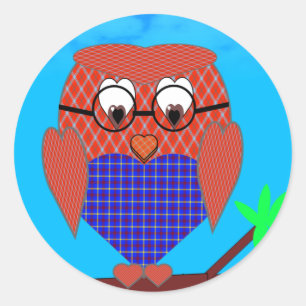 Pegatina Redonda Tartan Owl