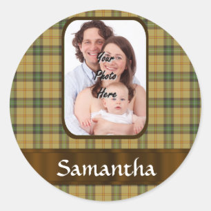 Pegatina Redonda Tartan tartan de Saskatchewan personalizado