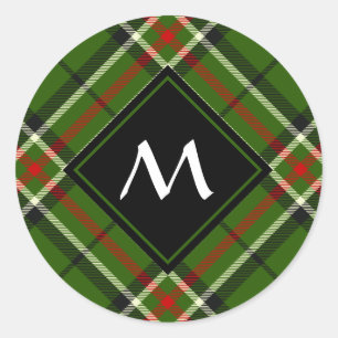 Pegatina Redonda Tartán verde, negro, rojo y blanco