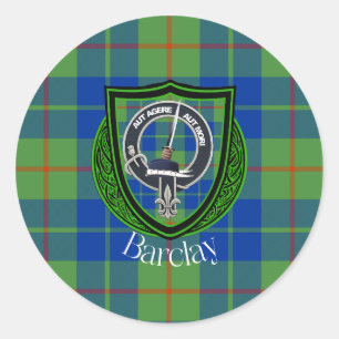 Pegatina Redonda Tartan y Cresta del Clan Escocés Barclay