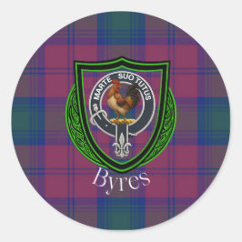 Pegatina Redonda Tartan y Cresta del Clan Escocés Byres