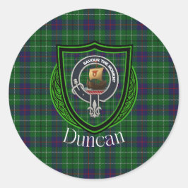 Pegatina Redonda Tartan y Cresta del Clan Escocés Duncan