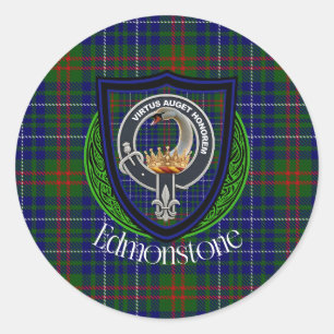 Pegatina Redonda Tartan y Cresta del Clan Escocés Edmonstone