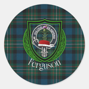 Pegatina Redonda Tartan y Cresta del Clan Escocés Ferguson