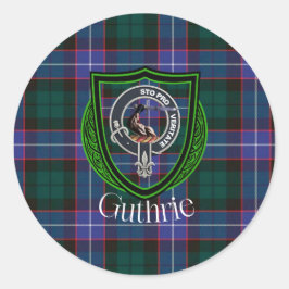 Pegatina Redonda Tartan y Cresta del Clan Escocés Guthrie