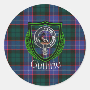 Pegatina Redonda Tartan y Cresta del Clan Escocés Guthrie