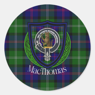 Pegatina Redonda Tartan y Cresta del Clan Escocés MacThomas
