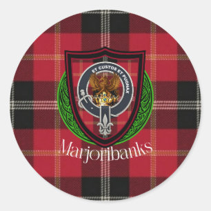 Pegatina Redonda Tartan y Cresta del Clan Escocés Marjoribanks