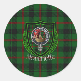 Pegatina Redonda Tartan y Cresta del Clan Escocés Moncrieffe