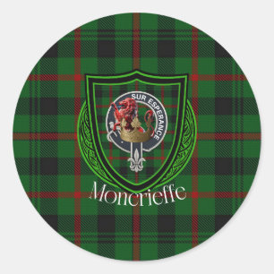 Pegatina Redonda Tartan y Cresta del Clan Escocés Moncrieffe