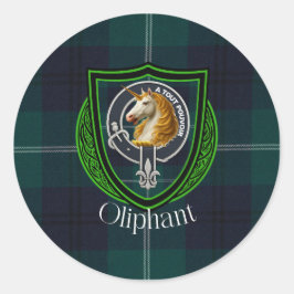 Pegatina Redonda Tartan y Cresta del Clan Escocés Oliphant