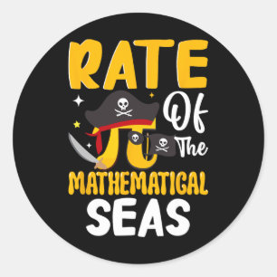 Pegatina Redonda Tasa De Los Mares Matemáticos - Matemática De Símb
