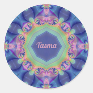 Pegatina Redonda TASMA ~ Pastel Resumen Patrón Kaleidoscopio ~