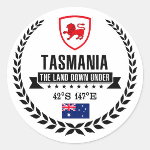Pegatina Redonda Tasmania