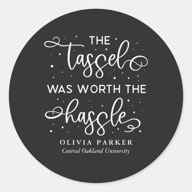 Pegatina Redonda Tassel Valía La Graduación De Cita De Fruto (Anverso)