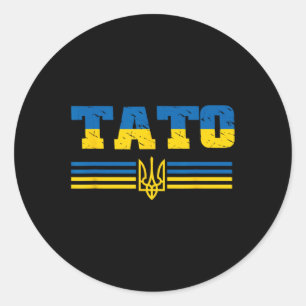 Pegatina Redonda Tato Bandera Ucraniana Ucrania Papa Padre Ucranian