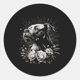 Pegatina Redonda Tattoo Style Lover American Staffordshire Terrier