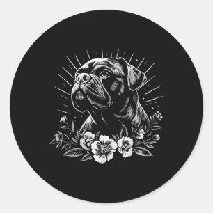 Pegatina Redonda Tattoo Style Lover Mastiff Retro Dog