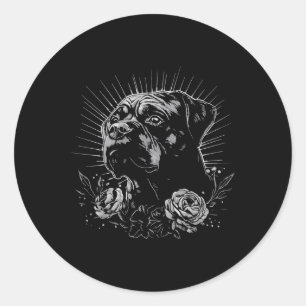 Pegatina Redonda Tattoo Style Lover Rottweiler Retro Dog