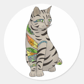 Pegatina Redonda Tattookatze