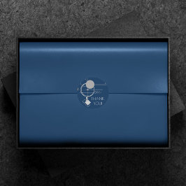 Pegatina Redonda Tattoos Line Art | Abstract Navy Blue Dark Gray