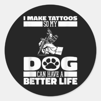 Pegatina Redonda Tatuador de tatuajes de perro tatuista - artista d