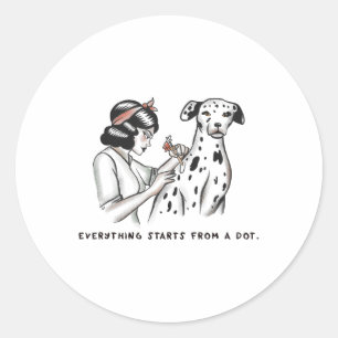 Pegatina Redonda Tatuaje Artista Tatuaje Un Perro, Cita _1