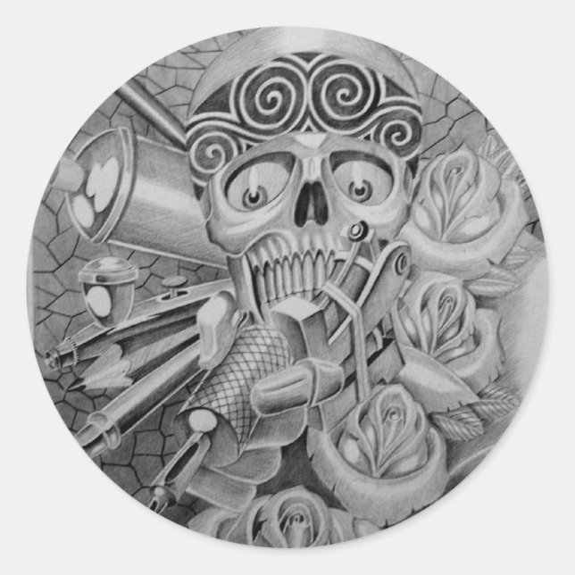 Pegatina Redonda tatuaje de amor (Anverso)