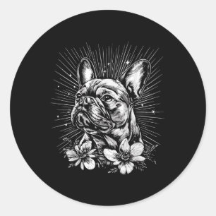 Pegatina Redonda Tatuaje de estilo retro del amante del perro del B