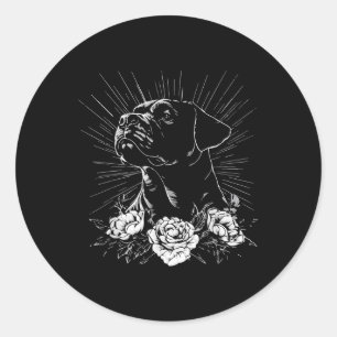 Pegatina Redonda Tatuaje de estilo retro rottweiler Dog Lover _1