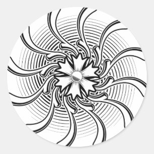 Pegatina Redonda Tatuaje de flores
